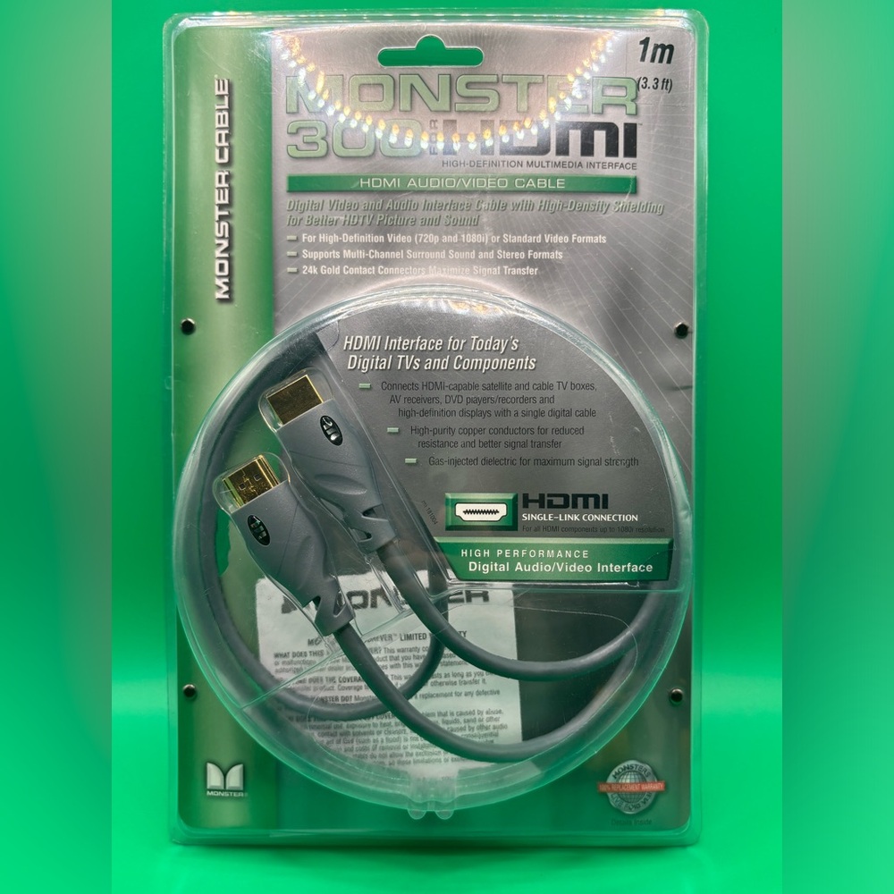 Monster Cable Monster 300 for HDMI HDMI300 1M video audio cable Xmas